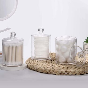 Набір контейнерів для ватних паличок, кульок та дисків Tbestmax, 3 шт. з дерев'яними кришками, 340 мл (12oz)