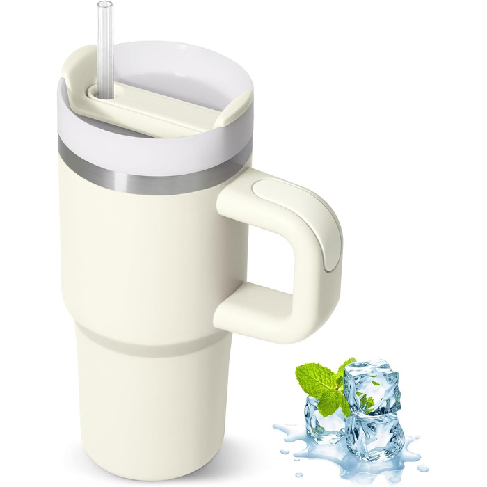 Термокружка ZAKVOP 410мл з трубочкою, кришкою та ручкою | Термоізольована кружка для кави та напоїв на виніс