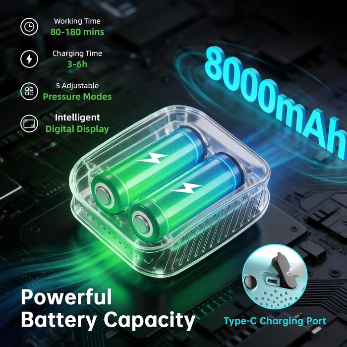 Митрікс Переносний душ для кемпінгу 8000mAh з насосом та індикатором температури, 5 галонів, складаний відро (Синій)