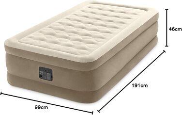 Надувний матрац Intex Ultra Plush Bed Queen, 230V, бежевий, 203 x 152 x 46 см