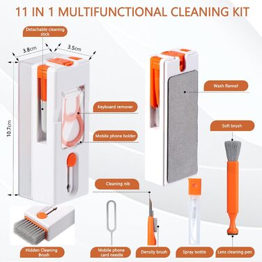 Набір для чищення клавіатури Vinabo 11 в 1: щітки, інструменти для AirPods, iPhone, iPad, навушників, телефону, камери, ноутбука
