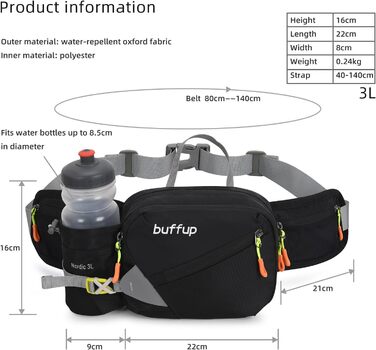 Спортивна поясна сумка на пояс для собак, для тренувань, велосипеду, бігу, піших прогулянок, чоловіча/жіноча (Чорний)