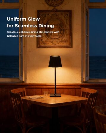 Світлодіодна настільна лампа бездротова LED для вулиці та дому, димована, з акумулятором 5200mAh, водонепроникна IP54, чорна