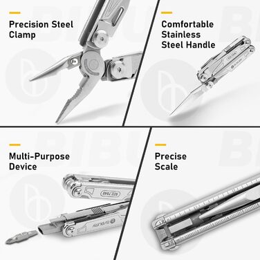BIBURY Multifunctional Pliers with Bottle Opener, Foldable Multitools for Men, Portable Multifunction Tools with Lockable Blades, Multi Tool ideal for Outdoor, Camping, Hiking, Repairing...