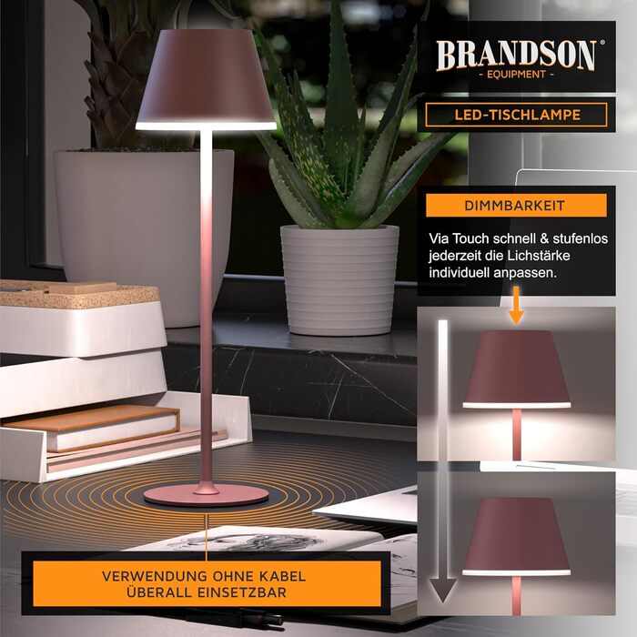 LED настільна лампа CSL з акумулятором - бездротова, сенсорна, диммування, 3 кольори світла, метал, великий акумулятор, для дому та вулиці