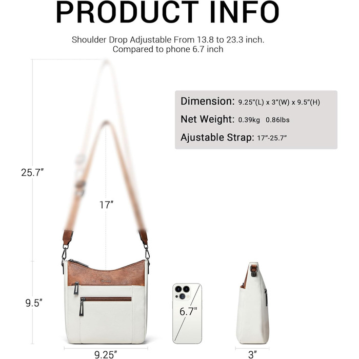 Сумка жіноча через плече Shrrie бежево-коричнева з ременем, екошкіра, трендова хобо-сумка для подорожей