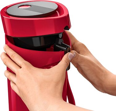 Emsa 515708 Ponza Pump Thermos, Insulated Carafe, Thermos Flask, 1.9L Capacity, Insulated Mug, Pressure Lever, Detachable Drip Tray, Red, 17 x 16.5 x 39 cm