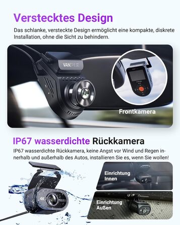 Автомобільний відеореєстратор VANTRUE S1 PRO MAX 4K + 4K з двома камерами (передня та задня), Sony STARVIS 2, нічна зйомка HDR, 24Гдн режим паркування, 5.8ГГц Wi-Fi, GPS, ADAS, підтримка LTE та карт пам'яті до 1ТБ