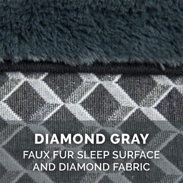 Крісло-ліжко для собак Furhaven з подушкою, великих порід, зйомні валики для шиї та знімний чохол, плюшеве та тканинне оздоблення, зручне диван, сірий діамант, Jumbo/XL. Зручне ліжко для собак - плюш та тканина, сірий діамант jumbo