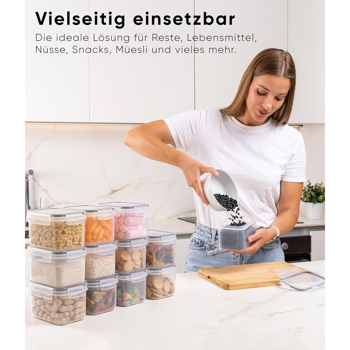Набір контейнерів для зберігання Deco haus® 24 шт. з кришкою, герметичні - для кухні, паста, мюслі, борошно