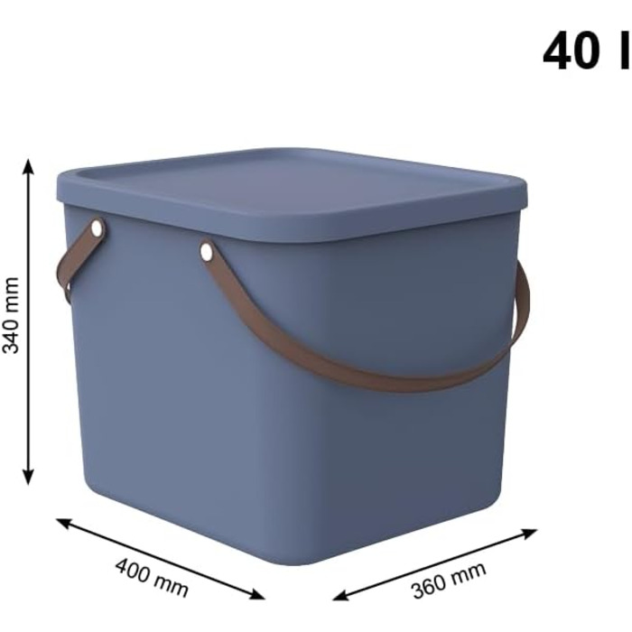 Rotho Albula Storage Box 40l with Lid, Plastic (Recycled PP), Green, 40l (40.0 x 40.0 x 34.0 cm) (Blue)