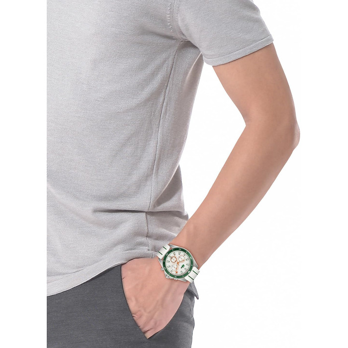 Годинник чоловічий Lacoste Mainsail Chronograph Quartz з білим силіконовим браслетом