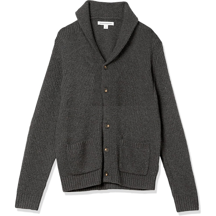Кардиган чоловічий Amazon Essentials з коміром-шарфом, довгим рукавом, темно-сірий меланж, розмір L