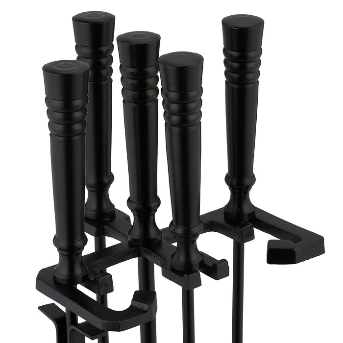 Relaxdays 5-Piece Fireplace Tool Set in Black