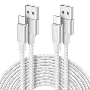 Кабель USB-A на USB-C білий 3M, 3.1A, швидка зарядка для iPhone 15/16/17 Pro Max, Samsung Galaxy та інших