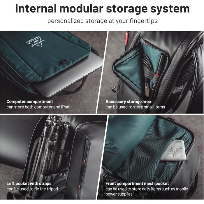 Рюкзак для камери PGYTECH OneMo Lite 22L: професійний фоторюкзак, сумісний з DJI Mini 4 Pro/Avata 2, DSLR/SLR, чорний