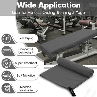 Набір рушників з мікрофібри 2 шт. | 180x60 см великий рушник для душу + 80x40 см маленький рушник для обличчя | Швидковисихаючі рушники з мікрофібри, спортивний рушник для фітнесу, пляжу, тренажерного залу (темно-сірий)