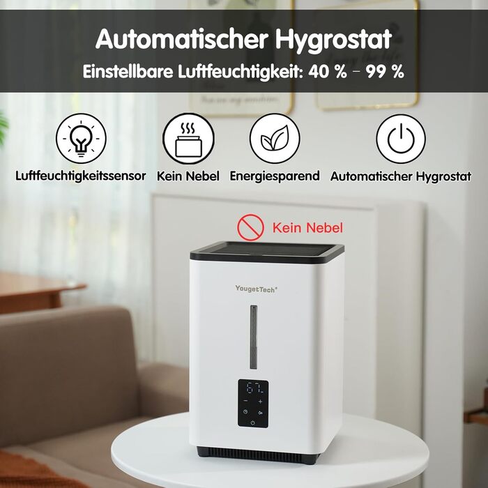 Зволожувач повітря 6L Top Fill, ультразвуковий, 1000 мл/год, автовимкнення, білий EH18S