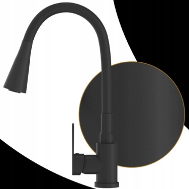 Змішувач для кухні стійкий Granitan Flexo, чорний