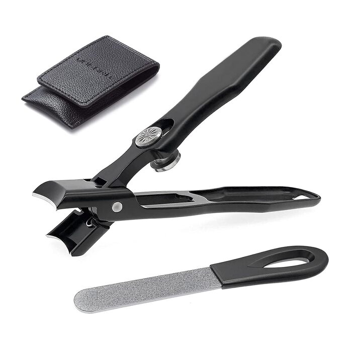 Кусачки для нігтів Zehennagelknipser для товстих нігтів з фіксатором, великим отвором та пилкою, для врослих нігтів, міцні, для дорослих та літніх людей (чорні)