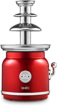 Шоколадний фонтан SIMÉO FCH450, 90 Вт, вінтажний дизайн, червоний, 18x16x32.5 см