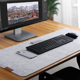 Підкладка для столу з фетру | 100x40 см | Нековзна килимок для миші | Великий фетровий килимок для офісу та дому | Захист столу (світло-сірий)