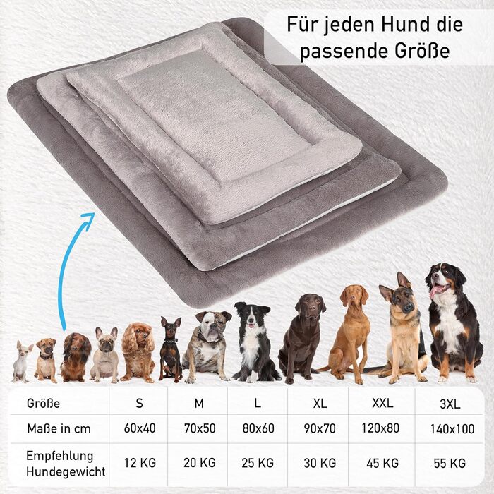 Килимок для собак MyBestBuddy XL 90x70 см сірий, комфортний, антиалергенний, нековзний, 40°C, з м'яким покриттям - лежанка для великих собак