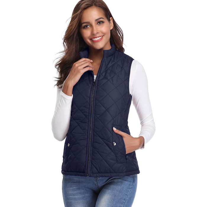 Жіноча легка пухова куртка Teppwete з кишенями, тепла осінньо-зимова модель, темно-синій колір (M)