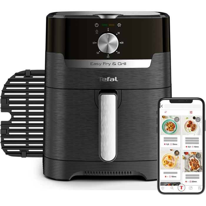 Tefal EY5018 Easy Fry & Grill Classic Hot Air Fryer | 2-in-1 Technology (Air Fryer and Grill) | XL | 4.2 Liter for 6 Portions | 1550 Watts | Energy-Saving | Oil-Free | Healthy Fryer | Black