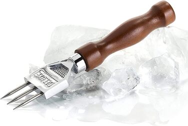 4X Ice Pick - Wood Chopper with Solid Wood Handle, Ice Crusher with Three 304 Stainless Steel Tips for Cocktail Barista