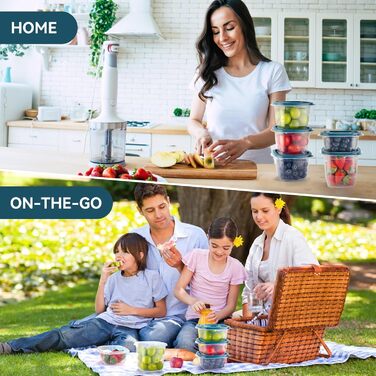 Контейнери для їжі EFISH 20 шт. Прямокутні, пластикові, з кришкою, 500 мл. Набір для школи, роботи та подорожей