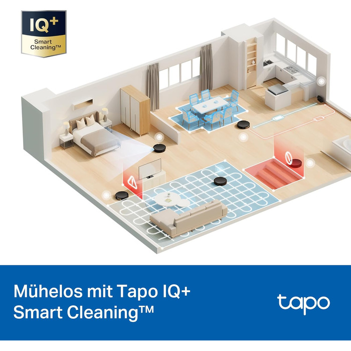 Робот-пилосос Tapo RV20 Max Plus з функцією миття та автоматичною станцією самостійного очищення, 5300Pa потужність всмоктування, 83 мм товщина, сумісний з Alexa & Google Assistant, керування через додаток