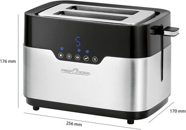 Тостер ProfiCook PC-TA 1250/1170 Inox: 2 слоти, нержавіюча сталь, 850 Вт, 7 рівнів підсмажування, знімний піднос для бургерів