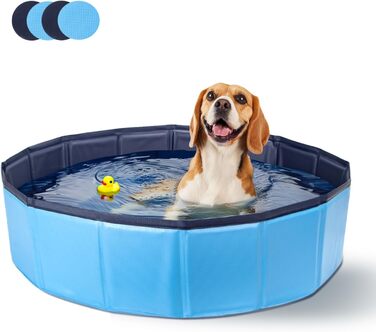 Nobleza Hundepool for Large & Small Dogs, Foldable Dog Splash Pool, Sturdy Dog Bathtub, Swimming Pool for Cats, 80 * 20cm, S, (120*30cm, Blue)