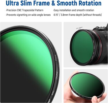 NEEWER 77mm Поляризаційний фільтр (Полярізатор/CPL) з 30-шаровою плівкою, зменшує відблиски, покращує контраст, ультратонкий, з оптичного скла HD