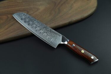 Кухонний ніж Santoku з дамаської сталі 17,6 см, 67 шарів, надгострий, нержавіючий Damaszener DI-серія