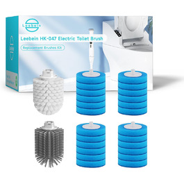 Electric Toilet Brush and Holder, Leebein Electric Toilet Bowl Scrubber Kit with 8 Replaceable Brush Heads, Disposable Toilet Brush with 6 Cleaning Refills, 2 Grout Brushes (Replacement Brush 26)
