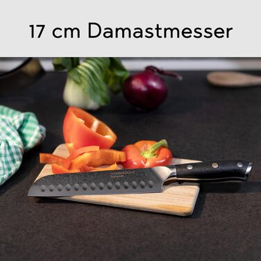 Ніж HansaKüche Santoku з дамаської сталі: професійний кухонний ніж з G10 ручкою, 67 шарів, висока якість
