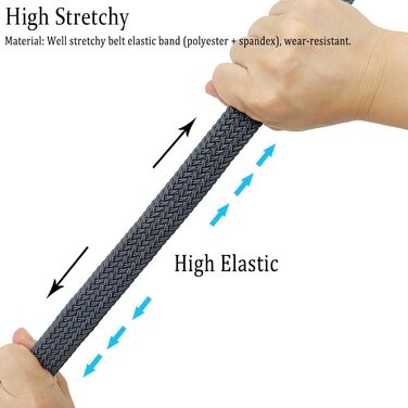 Еластичний жіночий/дівчачий ремінь 2.5 см, плетений, для джинсів та суконь, 2 шт. (Чорний/Сірий) M/91/96 см