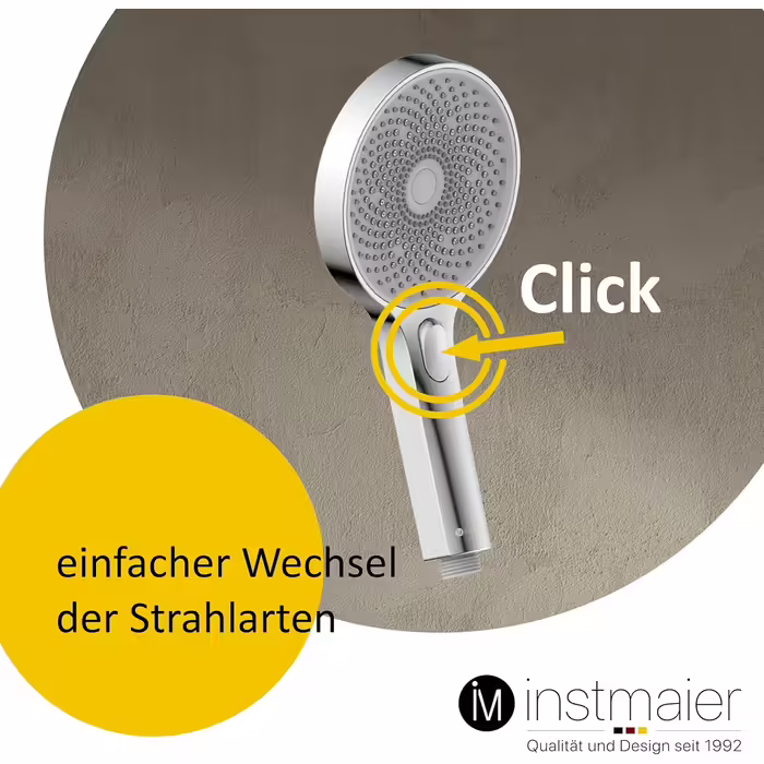 instmaier Hand Shower H1 | 3 Different Functions | Chrome | Massage Shower Head | Water-Saving | Unique Spray Pattern