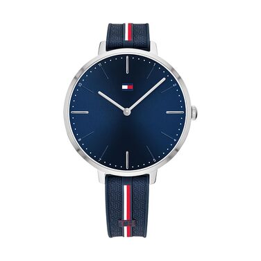 Жіночий аналоговий кварцовий годинник Tommy Hilfiger з темно-синім силіконовим ремінцем, модель 1782154