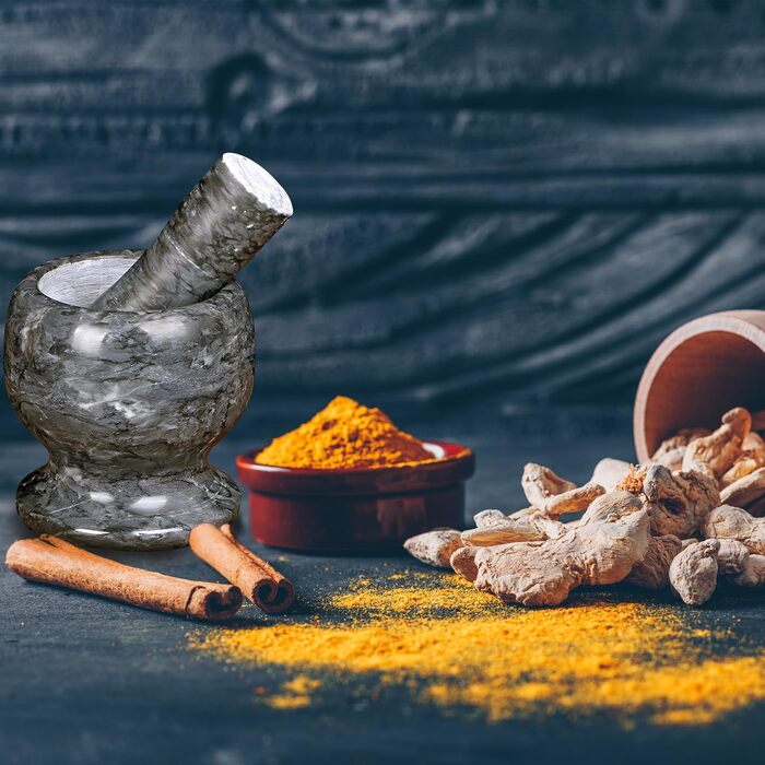 Гранітний ступка та товкачок Retoo - міцний набір для спецій та трав, сірий, 10,7x10,7 см