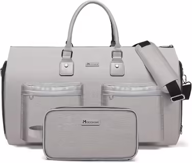 Garment Bag Suit Cover for Men Women, Suit Travel Bag, Clothes Bags Shoe Bag - 2 in 1 Hanging Suitcase Suit Travel Bags, High-Quality Garment Hanger for Suit and Dress (Light Gray)