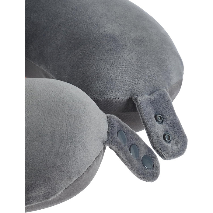 Подушка для шиї з піною з пам'яті, зручна та легка, для подорожей (літак, авто, поїзд, автобус), з чохлом (сіра)