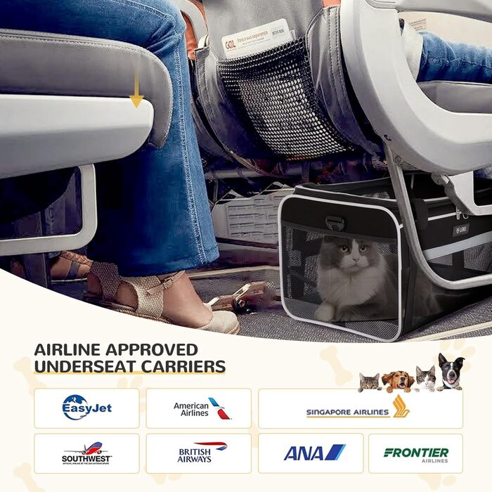 Транспортна сумка для собак та котів, розширювана, до 6 кг, чорна, M