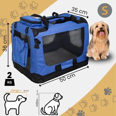 Складана переносна сумка-переноска для собак та котів Petigi (S, 50x35x36 см, блакитна)