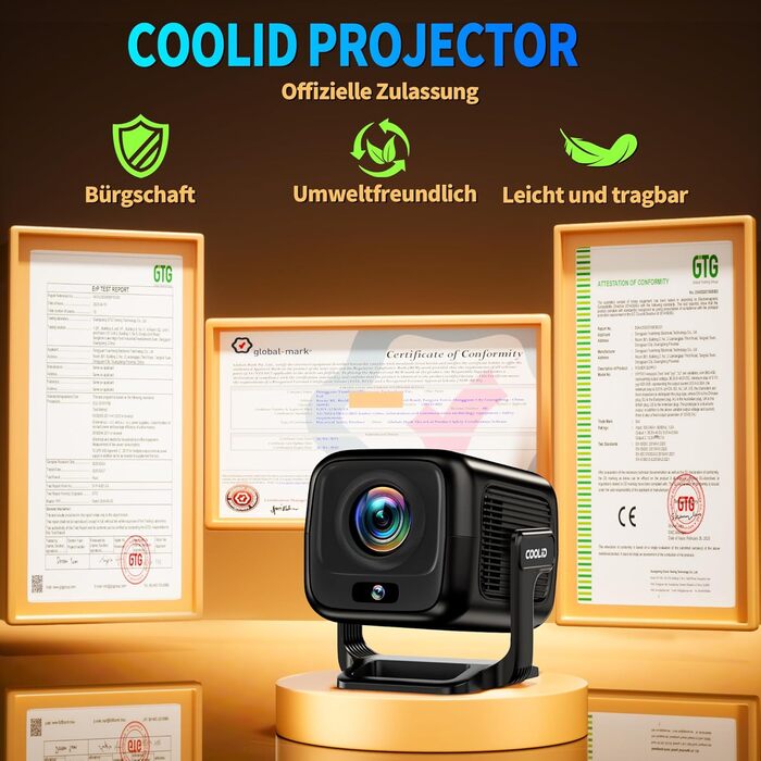 Портативний проєктор Mini Beamer 4K з WiFi 6, Bluetooth 5.4, автоматичною корекцією трапецеїдальних спотворень, обертання 270°, підтримка USB/Laptop, з пультом ДУ та мишкою, білий (Black-1)