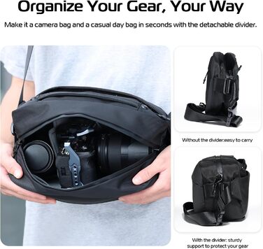 Чохол для камери ULANZI: водонепроникний, 10L, для DSLR/SLR/беззеркальних камер, з регульованим ременем, для фотозйомки на відкритому повітрі, з кишенями на блискавці та захистом від крадіжок