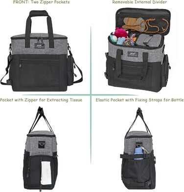 Сумка для собак Wolt: переносна сумка для подорожей з набором мисок та контейнерами, сірого кольору