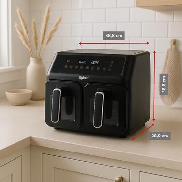 Фритюрниця Alpina Heißluft XXL: Air Fryer для 4-6 осіб, 1800W, 8L, 80-200°C, таймер 2 години, цифровий дисплей